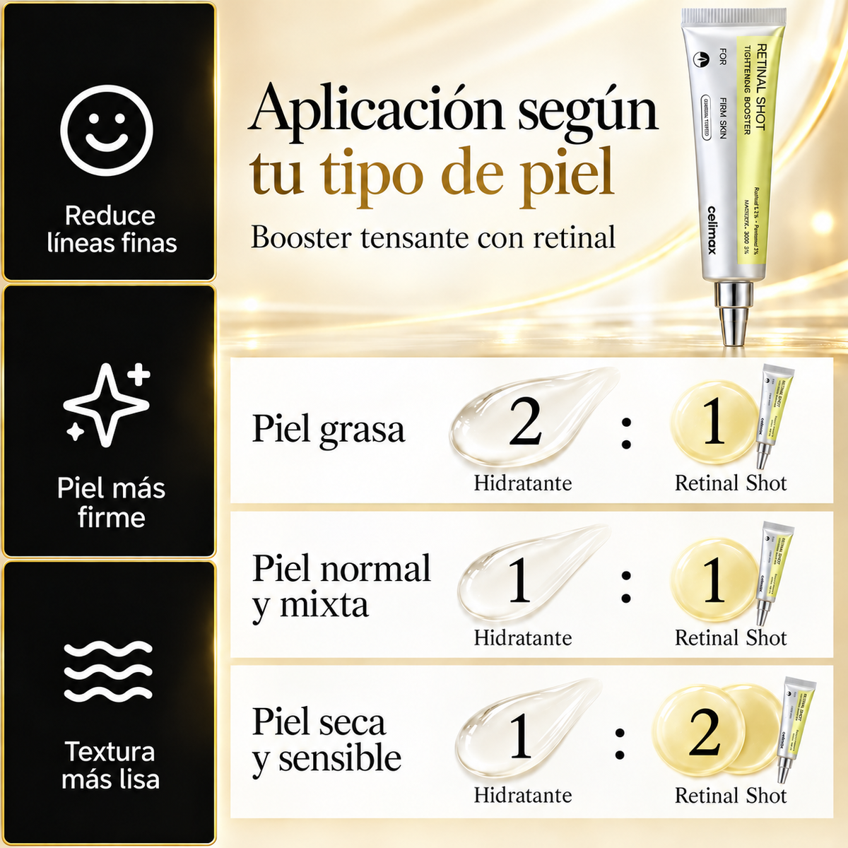 RETINAL SHOT : Menos arrugas y poros visibles en 4 semanas, mientras duermes