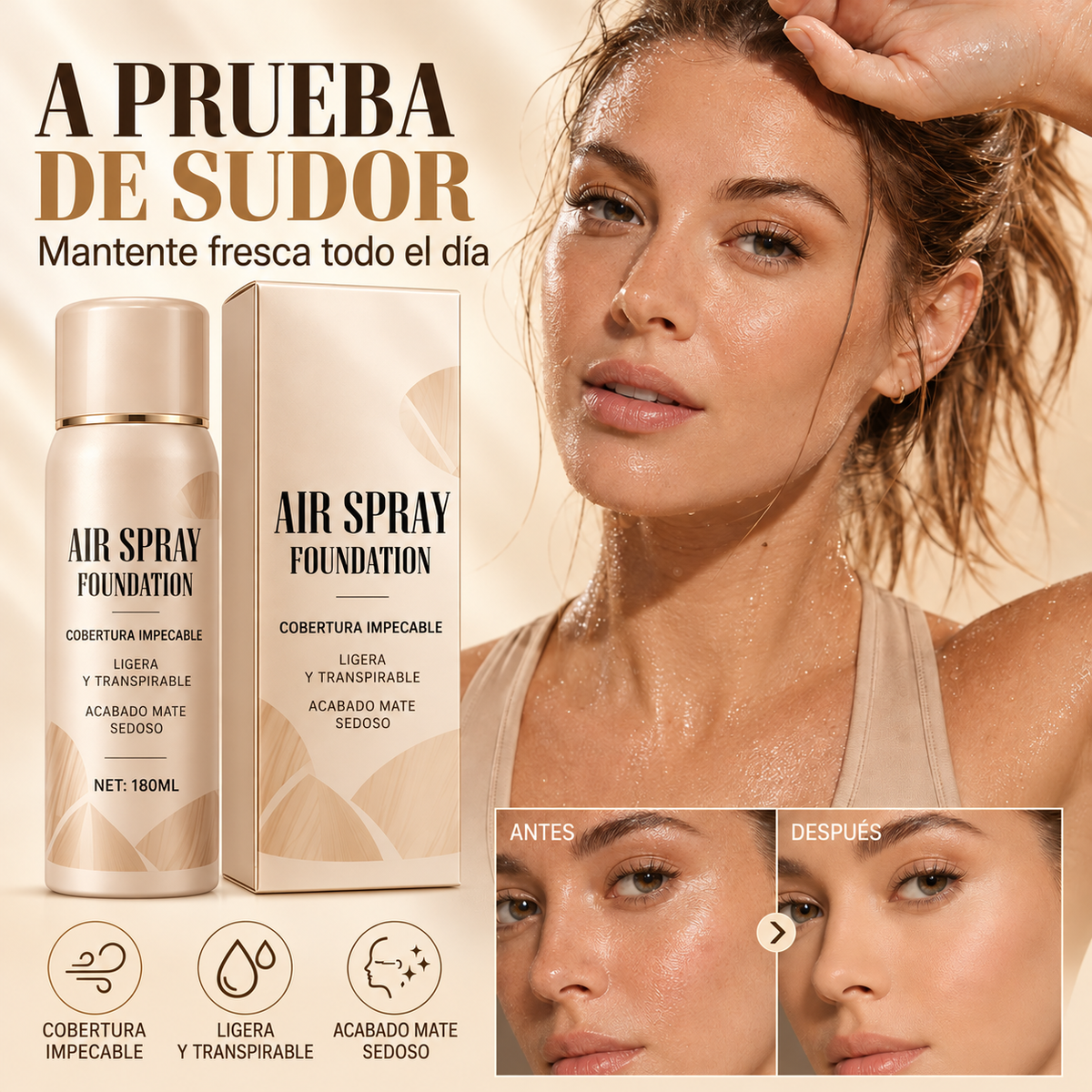 2x1 Base de Maquillaje Antiedad con SPF 50 – Se Adapta a tu Tono de Piel
