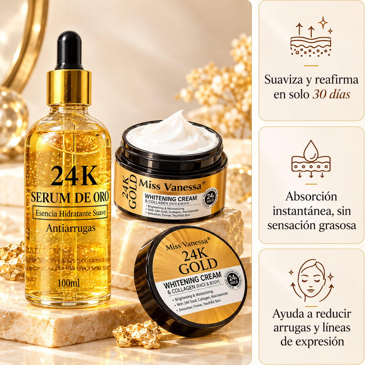 Devuélvele a tu piel su firmeza y luminosidad con el Pack 24K Gold