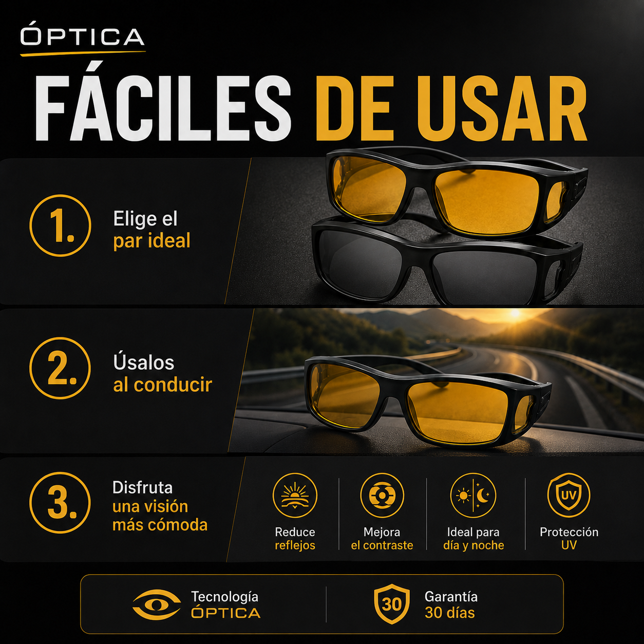 ÓPTICA™ - Visión Clara y Cómoda de Día y de Noche
