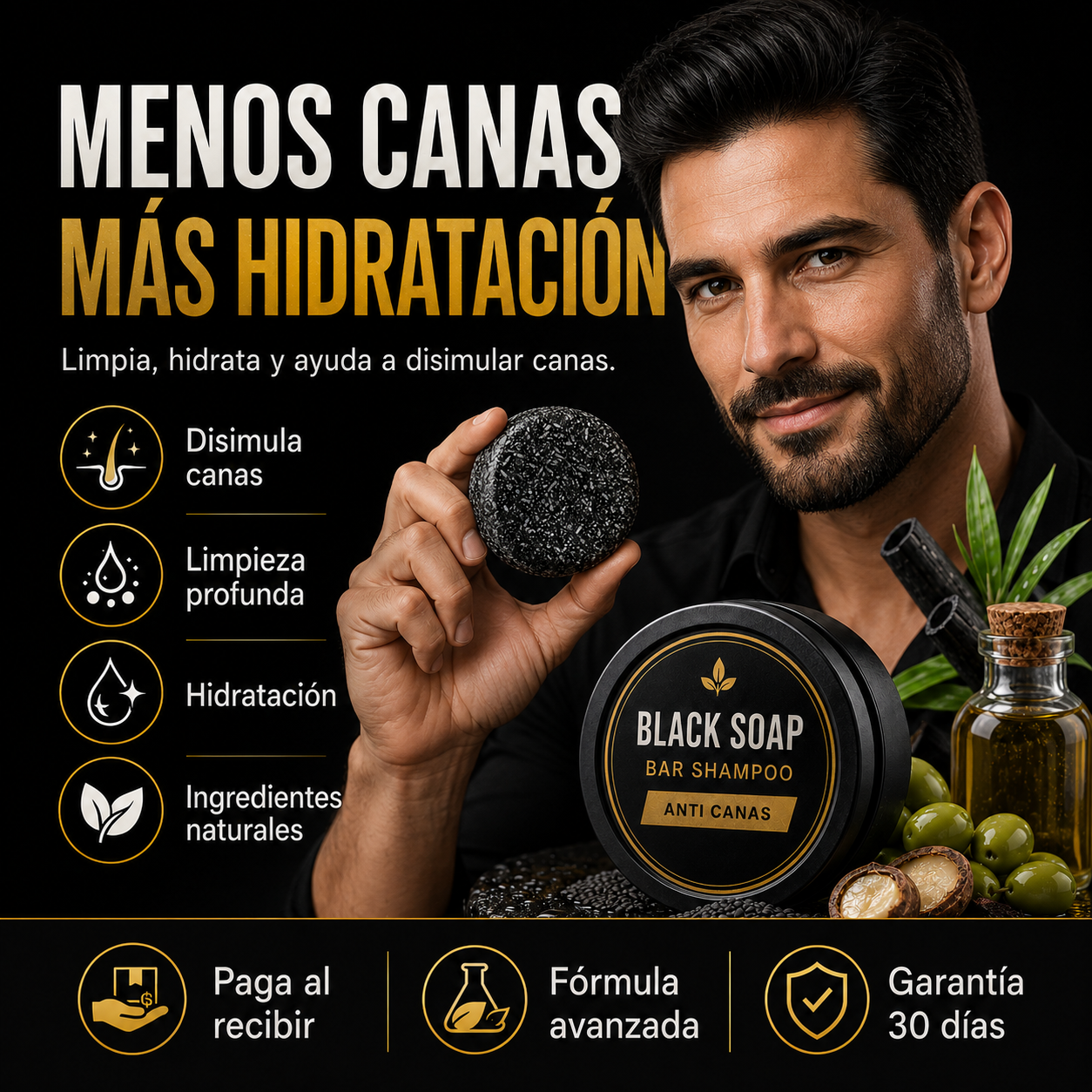 Y - BARRA SHAMPOO NEGRO ANTI CANAS