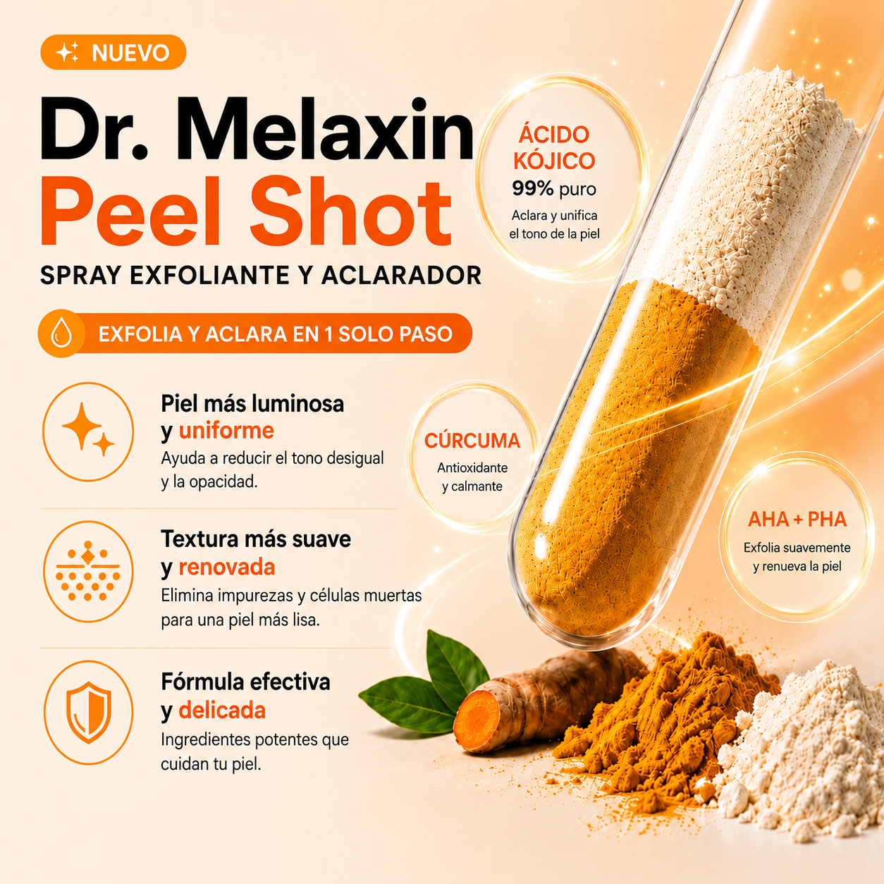 Dr. Melaxin Peel Shot 🍊 Spray Exfoliante y Aclarador ✨