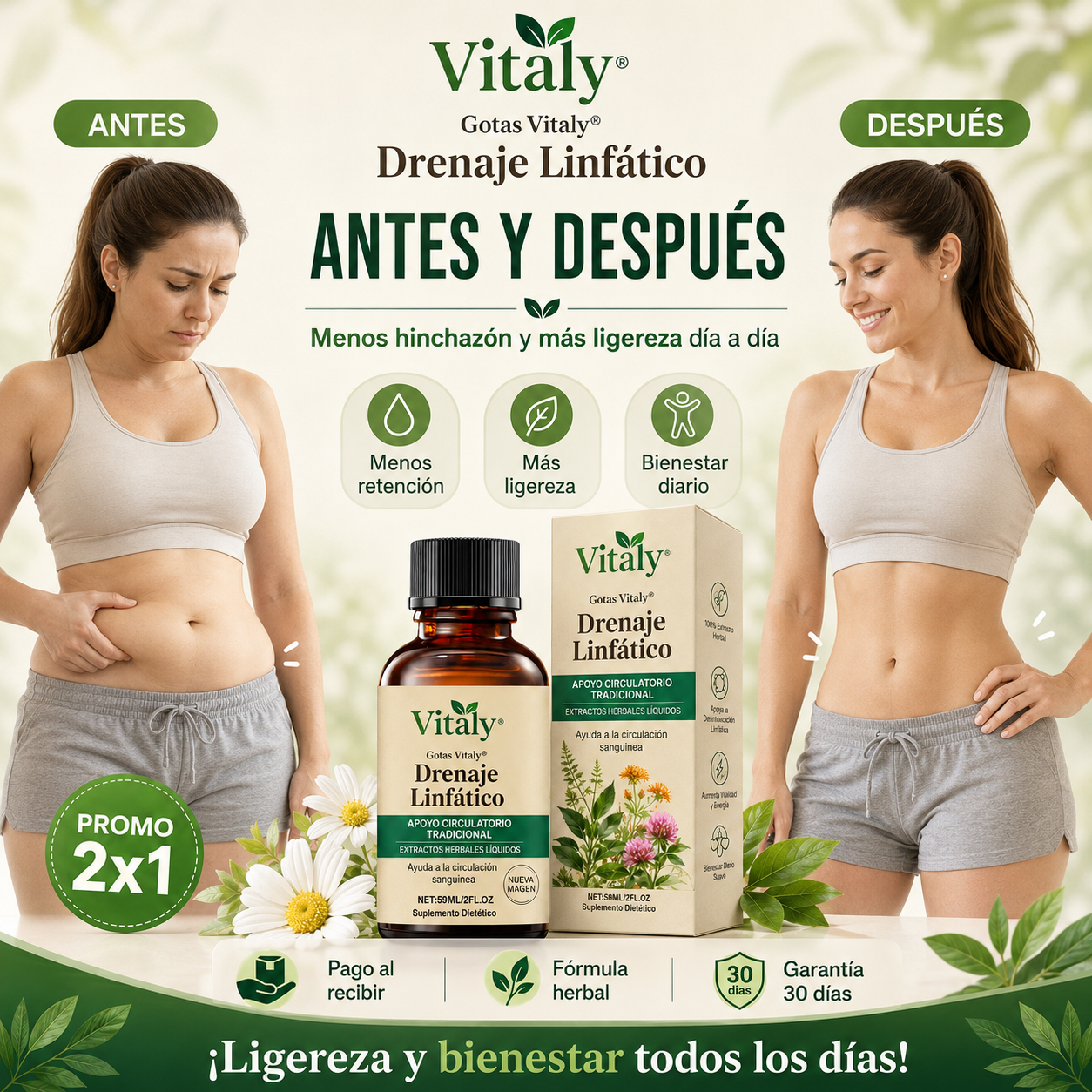 Gotas Vitaly® - Reduce tu retención de líquidos de forma natural