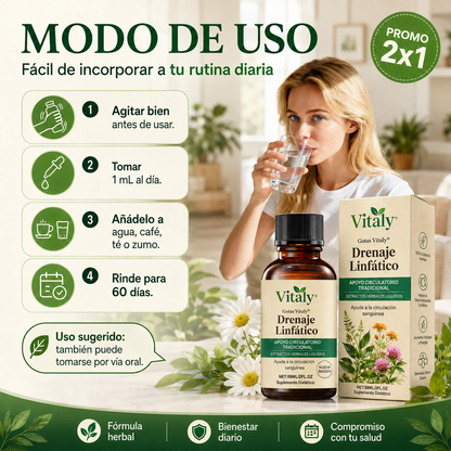 Gotas Vitaly® - Reduce tu retención de líquidos de forma natural