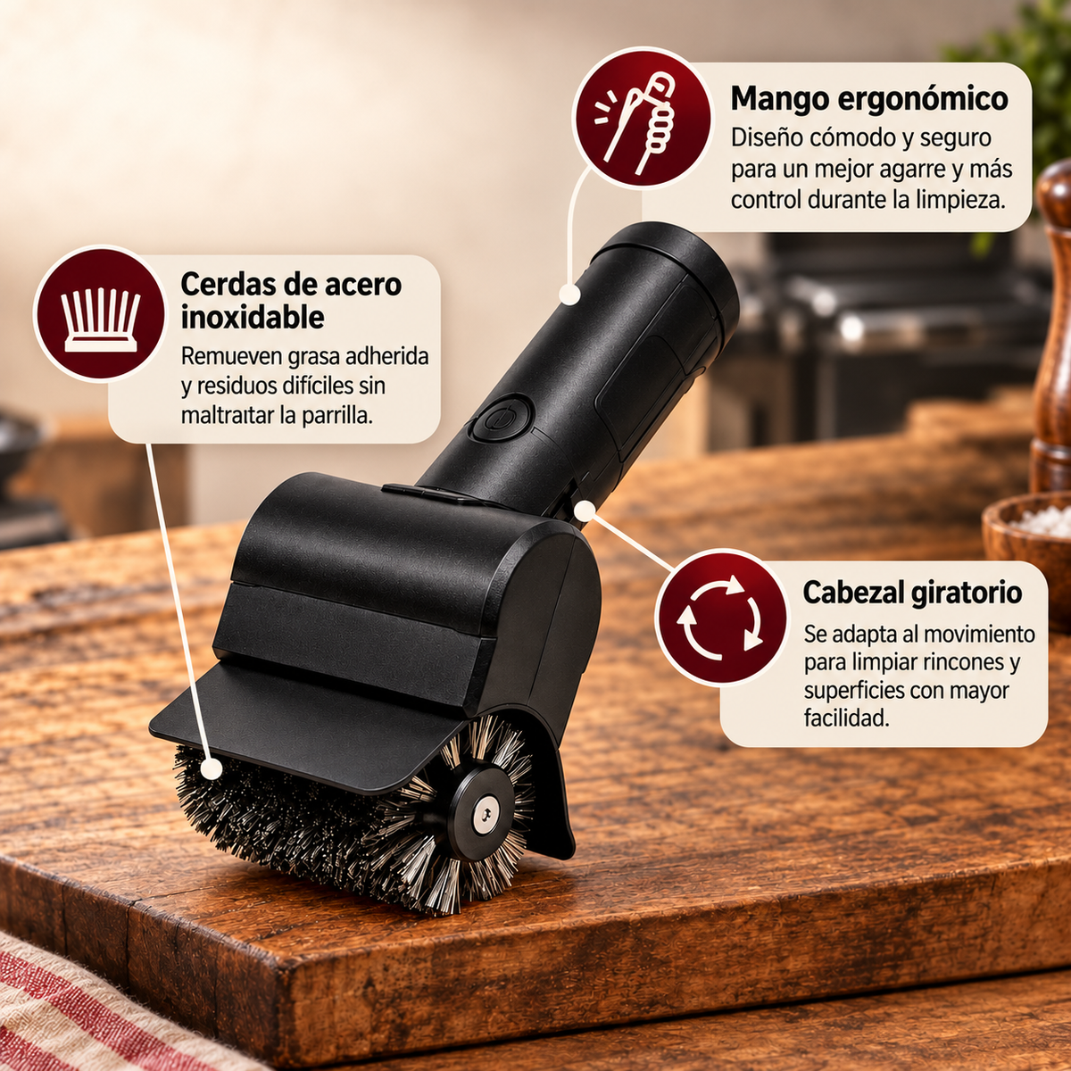 Cepillo eléctrico para parrillas - Limpia de verdad tu parrilla