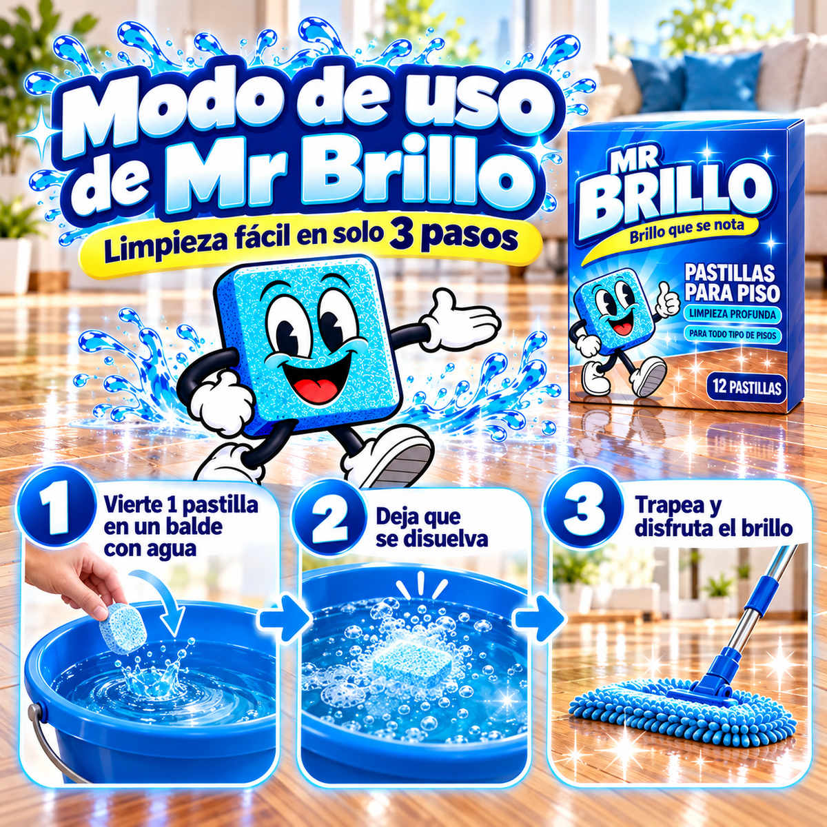 Mr. Brillo® - Deja tu Casa Brillante y Sin Mugre Pegada con 36 Pastillas