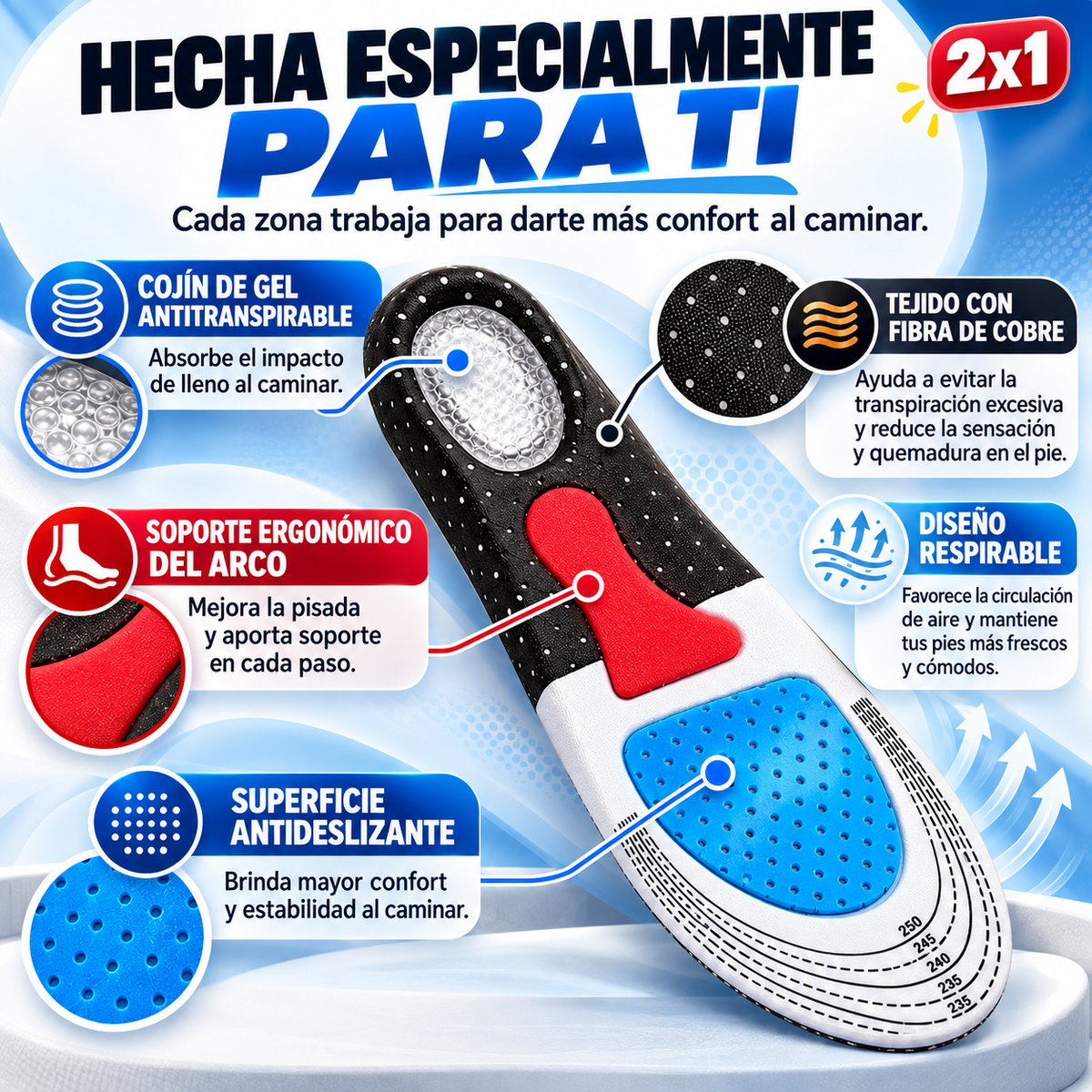 PLANTILLAS GEL ORTOPÉDICAS AJUSTABLES