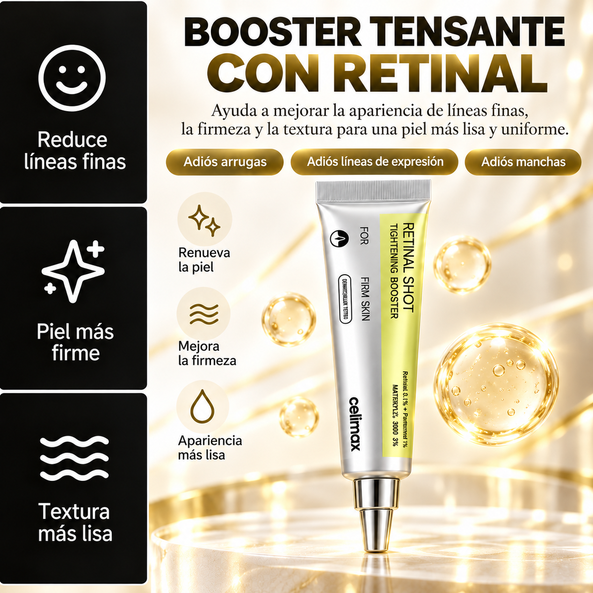 RETINAL SHOT : Menos arrugas y poros visibles en 4 semanas, mientras duermes